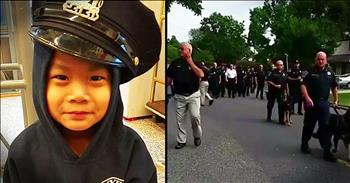 R.J Sy has always wanted to be a police officer. But at 5-years-old, R.J. is battling Stage 4 neuroblastoma. When local police officers heard about R.J. they organized a large group of officers outside his house. And when you see this young boy's reaction...AMEN!