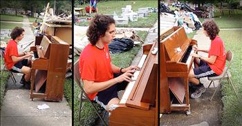Mark Chasuk was participating in a volunteer clean up after the recent floods ravaged Louisiana. After recovering a piano that had been ruined by flood waters, Mark sat down and started to play. What a beautiful sound!