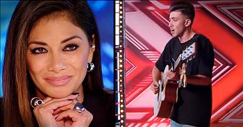 Christian Burrows has dreamed of becoming a musician sing he was a young boy. Today, he's finally getting his chance as he auditions for The X Factor UK. And when you hear him sing a beautiful original song about the brother that passed away too soon, you'll be wiping away the tears. This is such an emotional moment.