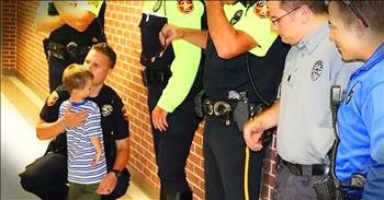 This 4-year-old Jackson's father, Justin Scherlen, recently lost his life after an on-duty crash. Today, Jackson is starting his first day of school, something his dad would have been there to see. So police officers from around the Amarillo Police Department came together to see young Jackson. And this beautiful moment will move you to tears.