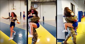 Amanda Williams was at cheerleading practice when her military big brother walked in to surprise her. Seeing her joy and their tears of joy melted my heart. What a beautiful homecoming surprise. God bless this loving family!