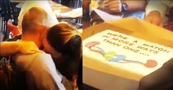 This husband is in desperate need of a kidney, so when his wife found out she was a match she wanted to surprise him. So at his birthday dinner she surprised him with a cake that read "We're a match in more ways than one". And seeing his reaction when he realizes that his wife is going to save his life left everyone in tears!
