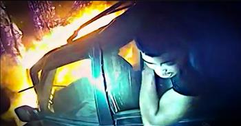 Police Officer Dan Whitney was called to a car crash and arrived at the scene to find a crashed SUV in flames with a man trapped in the backseat. Watching this bodycam footage as this officer manages to rescue the driver just in the nick of time had me holding my breath. God bless this heroic officer!