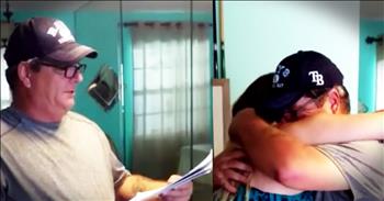 Gabby Guardado was just a little girl when her dad left. Her mom remarried an amazing man named David who has been her dad for over a decade now. Gabby, now 22, wanted to ask David to legally adopt her be legally be her dad. So for his birthday she surprised him with the adoption papers. And his reaction is beyond beautiful. Get your tissues ready!