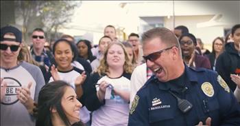Students Surprise Their Favorite Police Officer With Flash Mob
