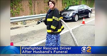 Roseanne Kleppsattel was driving home from her firefighter husband's funeral when she saw a scary site. There was a 5-car pile-up on the highway and Roseanne just knew she needed to stop and help. She proceeded to help pull one driver out of their vehicle to safety. And there's no doubt that God put her in the right place at the right time.