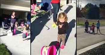 On this military base, The National Anthem plays every day at five. And when the children hear that familiar tune, they immediately stop what they are doing to pay respect to the USA. What a beautiful moment captured on camera.