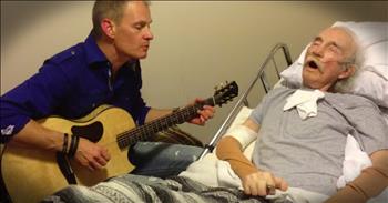 When Mike Rayburn was just a young man, his father bought him a guitar and it completely changed his life. Mike and his dad always had a rocky relationship, but when his father was passing away they came together to reconcile. Here is what Mike said about these last times together "Let me say something about grace. I was always the one to confront Dad about the fatal dysfunction in our family. I forgave him completely many years ago and in recent years we've gotten along, though there were still issues. Bedridden now for 15 months, 2 months ago our last issues came to a head. I came to his bedside, just him and me alone, I listened to him, I countered what he said with the truth, directly, firmly, I never accused or condemned him, never got angry, but I also looked him straight in the eye, never blinked, never backed down. To his credit he faced the truth, accepted it, and repented for it. It was very emotional. I held his hand and through tears we each prayed, forgave, and beyond forgiveness we experienced grace. I believe grace is the single most powerful force on earth, precisely because it does not come from earth, it comes from God. It's the only way this world will heal, I know that. I love my father and I will miss him... and I am finally, very thankful for him. Peace. I love you, Dad." Seeing Mike play 'Cats In The Cradle' for his dad is just beautiful! 