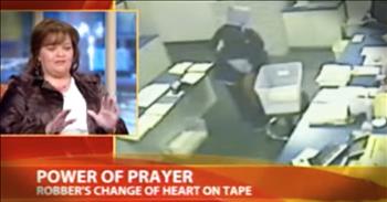Angela Montez knew God was with her the day an armed robber came into her work and pointed a gun at her face. Angela immediately started crying and then she did something incredible...she started to pray. The robber eventually joined Angela in prayer and handed over the only bullet in his gun. This is proof that God can truly work wonders.