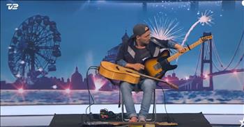 When Pierre walked on stage with three guitars, the judges must have wondered what on earth he was going to do. Then he sat down and started playing all three, simultaneously, even using his feet! When you hear the incredible music he makes you'll be just as amazed as the judges!