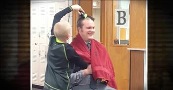 When Jackson Johnston heard that his beloved grandpa Papa Rick was diagnosed with cancer he knew he needed to share his support. So Jackson shaved his head in support of his Papa. But when Jackson got to school he got a lot of harsh words and bullying for his shaved head. Thankfully, his principal Tim Hadley knew this was a time to teach kids about understanding and love. So Tim had Jackson shave his head at school to support Jackson and Papa Rick. What a beautiful lesson and show of solidarity.