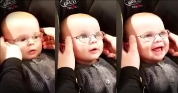This precious baby boy is getting glasses for the very first time. And watching as his momma puts on the glasses and he realizes he can see her will make you smile. What a truly touching moment!
