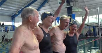 Just when you feel like you are too tired to exercise, take a look at these 4 super-seniors and be inspired!  They are swimming at a meet for swimmers who have retired from competition, ranging from high school to Olympic.  These 4 were on a mission to break the record for the 200M Free Relay for their combined age group of 360+years and they now hold the World Record!  What an accomplishment!