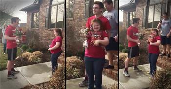 Shaedon adores his best friend's little sister, Carlie. Carlie, who has Down Syndrome, brings such incredible joy to anyone around her and Shaedon knew that he wanted to take her to prom. So he planned this adorable prom-posal. Carlie obviously loves her friend dearly and her reaction is just precious!