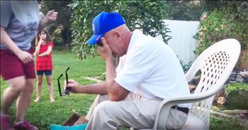 This 66-year-old grandpa is colorblind. So when his family heard about the special glasses that would let their dad see color they knew they would be the perfect birthday gift. So they all pitched in and got the glasses. And when you see the tears of joy when this grandpa gets to see color clearly for the first time you'll be reaching for the tissues yourself. What an incredible gift!