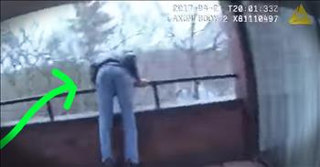 A Hamden police officer's body camera caught a terrifying sight on the top of a roof.  A man was about to jump when this officer pulled him back just in the nick of time. I'm so glad this brave officer was able to save this stranger. 