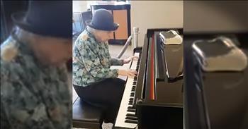 Because He Lives' is one of my favorite hymns. And I just love when this woman sits at a piano in the restaurant and starts to play this amazing hymn. This takes me back to the old days of singing hymns like this in the pew at church. Amen!
