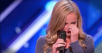 13-year-old Evie Clair is a small town girl from Arizona. And this young girl is following her dream all the way to the America's Got Talent stage. She really decided to pursue her passion of singing when her dad was diagnosed with stage 4 colon cancer. Her father was given a very small percentage of survival and on those days when the fight is harder than, Evie will go into his room and sing. So Evie is dedicating her performance of 'Arms' by Christina Perri to him. What an emotional and beautiful performance. Get those tissues ready because you will definitely need them.