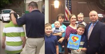Police Officer Jody Thompson was visibly and emotionally distraught after he responded to one of the worst child abuse calls the station has ever seen. 


He immediately fell in love with this sweet little boy, John, and refused to leave his side at the hospital. Jody knew John was special, so he talked to his wife and they decided to officially adopt. 
With a loving family, John is thriving. He is a straight A student and enjoys life with his new family. 


Not long after they adopted John, The Thompsons learned that John's biological mother had given birth to a baby girl in jail. They knew this sweet sister couldn't go to another family so they stepped in and adopted her too. God bless this incredible family!