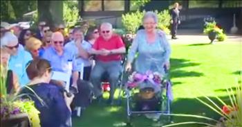This sweet 92-year-old grandma, Georgiana Arlt, was asked to be a part of her granddaughter, Abby's, wedding. And when that special task turned out to be flower girl, my heart swelled.

Georgiana was positively glowing as she walked down the aisle. This proud grandma was so happy that her granddaughter included her in the wedding in the extra special manner. 

This was only the second wedding Georgiana has ever been apart of, besides her own wedding 72 years ago! I just love seeing how happy she is right now!