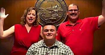18-year-old Carson has called Tex and Renee Petersen 'mom' and 'dad' for a while now. But just recently, the couple decided to make it legitimate and officially adopt Carson.

Carson spent years in and out of the foster care system before finding a home with The Petersen's. During this time, he experimented with drugs and alcohol. But now, Carson has turned his life around and even started going to church. His future is truly bright thanks to the kindness and example set forth by Tex and Renee. 

I'm so glad this young man was able to find a home full of love and support. What a beautiful family!
