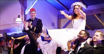When brother of the groom, John, found out he would get to give a speech at his brother David's wedding, he knew he had to make it special. The men were raised in an incredibly musical family so John knew just what to do.

He took the Disney classic tune from Aladdin 'A Whole New World' and rewrote the lyrics for his brother David and new wife, Jasmine. With a few props and the help of some good friends, John was able to pull off one of the greatest wedding toasts you will ever see. 

This is too adorable, and this guy can seriously sing!