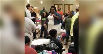Hurricane Harvey has devastated countless people all over Texas. They have been displaced from their homes and left with just the clothes on their backs. But hope can always be found, even in the most dire of circumstances. 

Just watch as these flood victims at a shelter all come together to lift His glorious name in praise. Together, they sing the gospel hit 'Spirit Break Out' and it's absolutely incredible to witness. 

When we put our trust in God, He will see you through the storm. So beautiful!