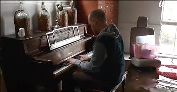 When Aric Harding returned to his home in Friendswood, Texas after Hurricane Harvey, he found it completely flooded. As he fetched some of his children's belongings, Aric noticed the family piano. 

That's when he sat down in knee-deep water and started to play. This touching moment truly shows that there is hope even in the darkest of moments. I'm so glad this man was able to find the beauty even in the midst of tragedy. 

We will continue to prayer for all the families still dealing with the aftermath of this horrific hurricane. 