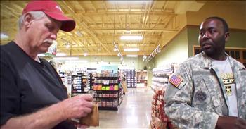 What Would You Do is a hidden camera show that puts strangers in difficult circumstances and records their actions. In this clip, a real life veteran poses as a military man that is strapped for cash. 

The crew sets up cameras at a North Carolina grocery store and has the actor pretend that he cannot afford his groceries. And every single time this man was unable to complete his purchase, the kind customers behind him stepped up in the most amazing way. 

It's so heartwarming to see these Good Samaritans give all that they have for someone in need. And I'm so glad these cameras were around to witness the beautiful moment.