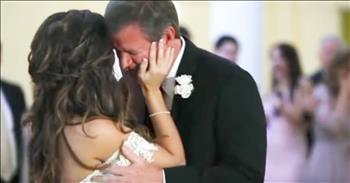 There's always something special about the father-daughter dance at a wedding and this sweet dance is no exception. As this dad and his little girl started to sway on the dance floor, you could instantly feel the love and joy they share. 

But when the music started to play this bride's 3-year-old voice singing 'I Love You' there wasn't a dry eye in the place. Just look at her father's reaction as he remembers the precious moments from his baby girl's childhood. 

I'm so glad they were able to add this extra special detail into the wedding. Who else is wiping away a tear right now? 