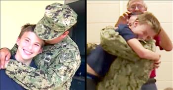 Petty Officer 3rd Class Chasmine Banks had been serving overseas in West Africa for 10 months. One of the hardest parts about her deployment was missing her son, Gabriel. 

So when Banks was ready to come home, she wanted to make it a surprise her son would never forget. That's when she came up with the great idea to visit his middle of class for an incredible homecoming reunion.  

As Chasmine walked into Gabriel's classroom, he ran and jumped into her arms. What a touching moment for this family. Who else was tearing up?