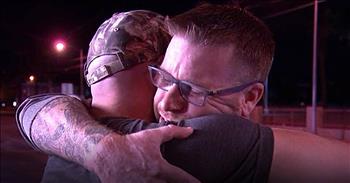 Tom McIntosh was enjoying a country concert in Las Vegas with his wife when a shooter started to target those in attendance. Tom and his wife hurried to run to safety, but as they scaled a brick wall to escape the gunfire, Tom was shot in the leg. 

By the time he made it to the other side, blood had soaked through his pants and filled his shoe. Someone tried to help Tom by wrapping his leg with a tourniquet and that's when James Lawson of the Army Reserve stepped in. 

James knew that the tourniquet was placed incorrectly and helped readjust the belt to stop Tom's bleeding. James helped Tom to the hospital and saw him off in the emergency room. 

Today, these two are reuniting and it's absolutely amazing to witness. There's no doubt that James is a hero and a great example of true humanity. 
