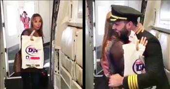 This woman was recently boarding an airplane when something amazing happened. She was rolling her luggage onto the plane when someone caught her eye. 

She stopped right in her tracks when she saw the pilot and rushed to give him a big hug. It turns out that this woman's son is an airline pilot and he wanted to surprise his mom.  She had no idea that he would be flying the plane and you can see the joy written all over her face. 

There's nothing as sweet as the beautiful bond between a mother and son.  I'm so glad someone caught this moment on camera! 