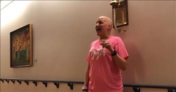 34-year-old Jessie Rhye Recny had the entire hospital floor cheering when she rang the bell, signifying the end of her chemotherapy treatment. 

Jessie is a stage two breast cancer patient and she is leaving the hospital in the highest of spirits. In fact, she decided to put her feelings into song when she belted out the classic hymn 'Amazing Grace.' Jessie beautifully sang this emotional song and I found myself wiping away a tear. There's no doubt that this woman is a fighter and this song is the perfect way to give thanks to God. 

This is such a touching moment and I'm so glad that it was caught on camera. This will be a memory that Jessie will look back on time and time again. We're continuing to pray for you and your family, Jessie!