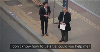 Every so often, someone decides to perform a social experiment to see how everyday people react to different situations. This young man decided to see how strangers would react if he asked for their help. So that's when he went to a busy bus stop and asked strangers if they would help him by tying his tie for a big job interview. He had no idea what their reactions would be, but with help from his friends they set up a camera and waited. 

Over and over again he approached people and they happily helped. When he told them he was headed off to a big job interview many of them offered him well wishes. Some people even went above and beyond to make this young man feel comfortable and supported. But one of my favorite moments is when a woman becomes so worried about this stranger getting cold that she refused to let him go without taking her hand warmer. 

As she held his hands to warm them up she gave him a pep-talk about how hard his generation has it and how he needed to keep up his confidence. Her kindness and encouragement went way beyond what was required. This special moment truly inspired me to show a little extra kindness today. What about you?
