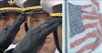 Though they may be rivals on the field, off the field these two groups just made the sweetest sound. The West Point Glee Club and the U.S. Naval Academy Glee Club came together for an incredible performance of The National Anthem and now it's got the whole internet talking. 

Just watch as the snow falls down all around this talented group and they belt out our country's anthem. This is one song that has been performed by thousands of people in multiple different genres, but something about this rendition really hits home for me. As the camera pans over the group, you can truly see the pride that each and every one of them have for the United States and they proudly lift their voices in honor. 

I always love hearing the anthem and this rendition is one of the best ones I've seen in a very long time. I can't help but to join in on that famous last verse. What do you think of this special performance? 