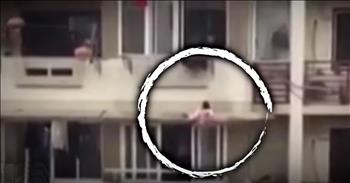 This 2-year-old was fighting for her life when strangers saw the toddler dangling from a balcony. The little girl was trapped on a window canopy of a residential building's third floor. These strangers did not hesitate to take charge and immediately sprang into action. 

Just watch as these Good Samaritans form a human chain to help pull the scared toddler to safety. One man grabbed another man's legs and feet and together they rescued her. I'm sure this little girl was terrified to find herself on the side of a building but these strangers stepped up when they needed to. 

I'm so glad that these people were in the right place at the right time. There's no doubt that God was looking out for this little girl. I'm praying for this sweet child and her recovery and thanking God for good people in the world. 