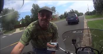 This motorcyclist nearly died in a collision and it was all caught on his dashcam. He was driving down the street when an SUV pulled out in front of him. The motorcyclist had to quickly swerve to avoid a T-Bone accident. 

The driver of the other vehicle immediately stopped and ran out of his car to check on the motorcyclist. The driver was so concerned about him and kept apologizing. After a few deep breaths, the motorcyclist was able to compose himself and let the driver know that he was going faster than he should've been anyways. It was definitely a close call but, ultimately, everyone came out perfectly fine. 

I know it probably shook both drivers up but this is a great reminder to obey all traffic signs and always drive the speed limit. Life can change in an instant and not every driver is as caring as the man in the SUV. Some people would've sped off without thinking about the motorcyclist. I'm so glad that he did stop and they were able to calm down together. But what a nerve-wrecking moment!