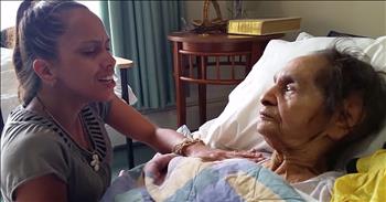 Dementia is a heartbreaking disease that strips someone of their memories. Our memories are what make up who we truly are and it's devastating to lose those. It's even harder to watch a loved one battle this disease. 

This woman's grandma is suffering from dementia. It definitely hurts to see her grandma like this but she wanted to share a special message with her. So this talented woman started to sing 'I Will Always Love You.' Not only is her voice beyond beautiful, but you can see her grandma's face light up at the sweet sound. 

Grandma found a glimmer of hope in those moments and everyone was able to see her happy and alert. It's moments like this that the family will cherish for a lifetime. 