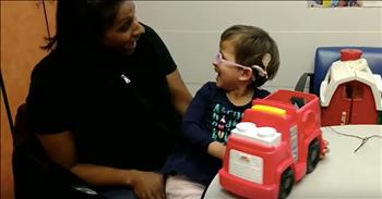 9 months ago, Nemili Johnson and her husband adopted their daughter Kavya. They knew that she had significant hearing loss and may or may not be a candidate for a cochlear implant. 

Nemili and her husband learned ASL to prepare, in case Kavya could not get an implant. But this sweet girl was a candidate and this amazing video shows the moment when Kavya's cochlear implant was activated and she was able to hear. That's when this little sweetheart turned to her mother and said 'I love you.' 

It was a heartwarming moment and every second of it was caught on camera. I know this is something that the family will never forget and now they get to relieve and cherish this for the rest of their lives. I could watch this on repeat!