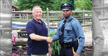 No one wants to be stopped by a police officer, but it’s a situation that does happen from time to time. Matthew Bailly probably wasn’t in the best mood when he saw flashing lights in his rear view mirror, but he pulled over and cooperated with this officer. 

New Jersey State Trooper Michael Patterson thought he was just going through a routine minor vehicle violation, but it turned into something so much more for both of these men. 

Matthew is actually a retired police officer from Piscataway, New Jersey. He struck up a conversation with Trooper Patterson and they started to talk about the town. Trooper Patterson used to live there and even mentioned the street that he grew up on. Matthew recalled a story about delivering his very first baby at a house on that same street. 

Finally, Trooper Patterson put the pieces together and revealed that 27 years ago, he was the baby that Matthew had delivered. He immediately shook Matthew’s hand and the two formed an instant bond. After this meeting, Trooper Patterson and his mom met Matthew and his wife to reconnect. 

I’m sure that both parties had a lot of interesting stories about that night 27 years ago and that it will be a moment none of them will ever forget. I’m so glad that God brought these families back together. And don’t worry about that original vehicle violation that Matthew was pulled over for. Trooper Patterson let Matthew off with just a warning. What an incredible story! 