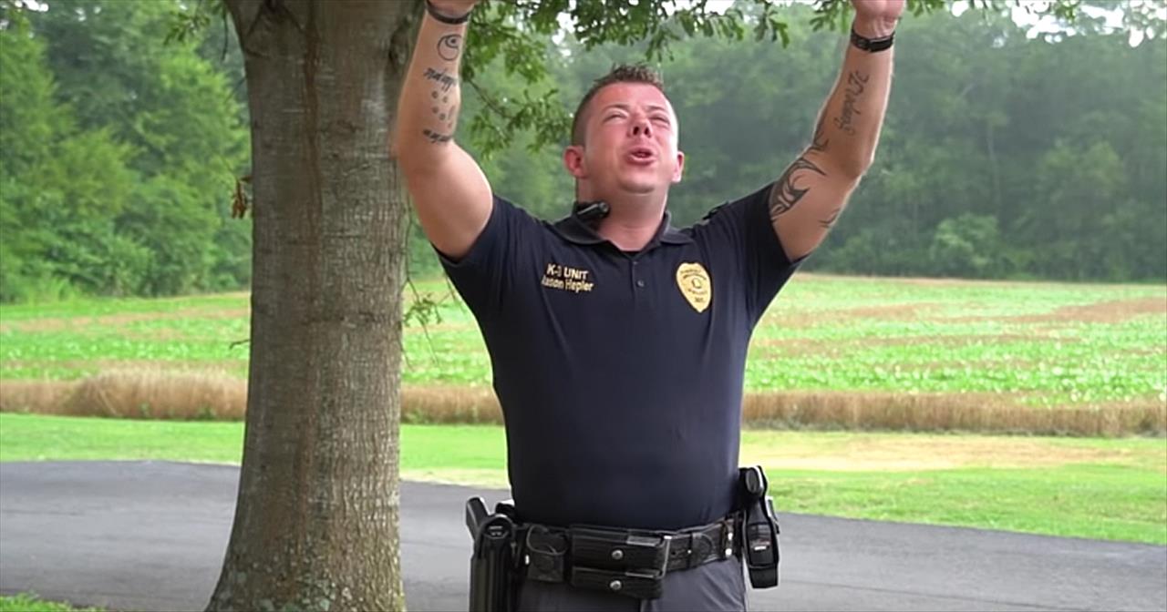 Police Officer And K9 Lip Sync To 'I Can Only Imagine'