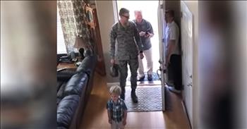 It’s never easy when a loved one is serving in the military. But this is the reality that many families in our nation must deal with every single day. They are separated for their family member and must navigate the world without them for a time period. This means celebrating births, birthdays, holidays and more without them by your side. Even though we are all so proud of what these brave men and women are doing for our country, there is still a piece of our heart that aches for them to return home. 

This older brother has been away from the family serving in the military. But today, he is finally coming home and he decided to give his brother the ultimate surprise. Just watch as the middle brother, Andrew, hides behind the door so that he can surprise the youngest. The entire time, he thinks that he’s going to jump out and get a big reaction for little brother, but he has no idea that the real surprise is on him. 

As he stands behind the door, the baby brother walks in and that’s when Andrew jumps out to greet him. But when he turns around, he sees his big brother in the doorway and the emotions start rolling. He jumps into his brother’s arms and you can just feel his excitement, love and joy. I know he must be so glad that his big brother is home and this was the cutest way to start off the reunion. 