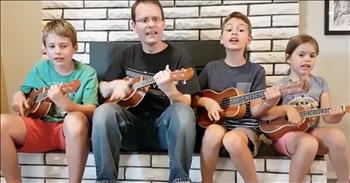 “Give me joy in my heart, keep me praising, Give me joy in my heart, I pray; Give me joy in my heart, keep me praising, Keep me praising till the break of day:”

What a wonderful way to praise the Lord as a family! We love this Dad and his young children taking the time to worship together. 

Learning a musical instrument is so important to use all the amazing gifts that God has given us. The skill that it takes to learn chord structures, rhythmic patterns, and the “hand-eye coordination” that is involved in playing an instrument are so valuable. Not only does music serve as a stress reliever but it is a great social tool as well. Many families are seeing a resurgence in the ukelele as a portable instrument that is smaller in frame for children to begin their musical training.

What a great way to gather the family in a pastime that they can enjoy for years to come! Seeing these brothers and sister play together with the Dad is so refreshing! It’s clear that they are really enjoying their time together. The littlest is so sweet as she keeps time with her strumming and making sure that she’s playing along with her brothers. It’s adorable seeing her older brother leaning in for their feature “Hallelujah!” cheer in the middle of the verse!

We love how the kids are so involved in the song and what an uplifting message to have running through your heart!