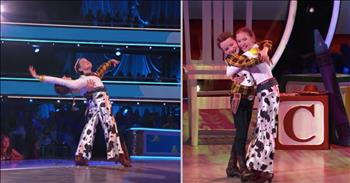 Jason and Elliana from Dancing with the Stars: Juniors are back in a big way with an adorable Disney themed foxtrot to “You’ve Got A Friend In Me” (Toy Story).

Dancing with the Stars: Juniors might be one of our favorite shows. We love seeing couples like Jason and Elliana enjoying their time on the dance floor! This adorable foxtrot is no exception. The duo start out on stage sitting in an oversized chair like Andy’s dolls, Woody and Jessie, from Disney/Pixar film, ‘Toy Story’. When the coast is clear, the “dolls” come to life and being their dance. These two couldn’t be more perfect for this piece, both bring such a joy to the stage with their dancing!

Elliana graced the stage with her beautiful leg extension, pirouette turns and perfectly-timed arabesque. She’s such a talented dancer and a perfect partner for actor Jason Maybaum’s huge personality! From the moment they stepped out on the dance floor, it was clear that they were going to ham up their performance just like the Toy Story characters would have!

“You've got a friend in me, You've got a friend in me
You've got troubles, and I've got 'em too
There isn't anything I wouldn't do for you
We stick together and we see it through
'Cause you've got a friend in me, You've got a friend in me”

The two looked to have such a good time performing this fun cowboy/cowgirl dance number. We hope they will be friends for a long time after the show has completed! 