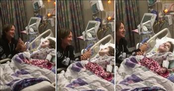 Keith Urban surprised his "number one" fan, Marissa English, at a hospital in Ohio last week before his concert there. Keith is no stranger to treating his fans well and seems to love to brighten their day with a wonderful surprise. Keith sang <a href="https://www.godtube.com/watch/?v=WGZZ7PNX">‘Amazing Grace’</a> with his wife, Nicole Kidman when they were visiting a hospital a few years back. He’s also known for <a href="https://www.godtube.com/watch/?v=Y7DWKLNX">pulling a fan on stage</a> with him to play guitar with him when he noticed the man’s sign.

Marissa had tickets for Urban's show in Toledo, but wasn’t going to be able to go due to her declining health. Marissa, 25, was born with a several health conditions, including cerebral palsy, severe scoliosis, and a cyst on her brain.

Keith learned Marissa was sad to miss his show when a group of her nurses reached out on social media to make sure he knew. It turned into a social media campaign to invite the singer to the hospital when the nurses’ post got hundreds of retweets!

Keith also dedicated his concert to his ‘number one fan’ Marissa.
