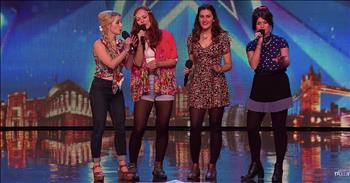Misstasia is a sugary sweet girl-band that are like real-life singing Disney princesses. The group took the stage to audition on Britain’s Got Talent singing ‘Part of Your World’ from ‘The Little Mermaid’ movie, but the audition almost didn’t happen when one of the original 5 members walked off just two days before the audition!

The fifth member, stating she just ‘wasn’t into it’ walked away from the audition, leaving the remaining four girls in the lurch. They almost gave up. But that’s when the singers and huge Disney fans Enola Dyer, Katie Lawrence, Georgie Jackson and Rosie Hale decided to go on without her.

Anyone who knows a thing or two about music knows how difficult this must have been! All the time in rehearsals and memorizing the music for 5-part harmony would be lost. They’d have to start over and relearn the song for 4-part harmony! And they’d only have two days to do it before auditioning on an international TV show!

When they began singing, the judges all broke into smiles. Even Simon, although he appeared to do it grudgingly. He shared that he thought their demographic was actually toddlers, but conceded that they were very good at what they did.

The singers seem to radiate pure joy and it’s hard not to be happy listening to them. So it was easy to see why every judge agreed to put them through to the next round.

“We are girly girls.” Rosie, 22, said, “I think the message we want send out is that you can be any kind of princess, as long as you have fun and follow your heart.”
