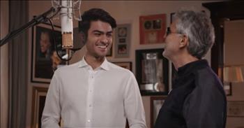 This father and son duo continue to garner attention as they share their vocal talents with the world. Andrea Bocelli and son, Matteo now share the behind-the-scenes look into their famous duet “Fall On Me”.

Andrea Bocelli’s newest album release “Sí”, has quickly risen to the top of the “must haves” for the music lover. But Andrea’s star-studded collaborations on the album (Josh Groban, Ed Sheeran, Dua Lipa) aren’t what’s garnering the most attention. Instead, fans are completely smitten with Bocelli’s son, Matteo who appears to be the image of a young Andrea. With striking good looks and friendly charm, Matteo has quickly gained his own following of fans who adore his voice!

“Fall On Me” reflects a parent’s love for their child so perfectly. The song is featured in the end credits of Disney’s “The Nutcracker and The Four Realms” which just hit theatres. Andrea and Matteo are beautifully suited for this song. Their voices naturally blend and together they have created such tight harmonies that intensify the bond that is felt while watching them perform.

This behind-the-scenes video is such a touching glimpse watching as Andrea and Matteo connect when not performing. It’s a family event as the father and son pair getting dressed for the “Fall On Me” video with help from Andrea’s wife, Veronica. Matteo practicing at the piano this behind-the-scenes offers a sweet glimpse into the passion that drives the Bocelli’s talent. More importantly are the gentle gestures, the genuine smiles when the other is singing, the light hand on the shoulder, or a lean against one another. It’s so encouraging to see these two caring for one another and enjoying their moment as a father and son duo!