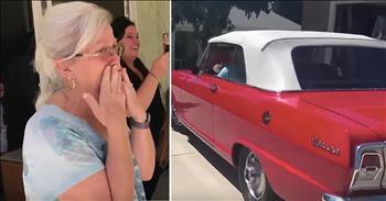 For six years, Jeanie Pinto’s family has been working tirelessly to make her dream car become a reality. Jeanie fell in the love with the 1963 Chevy Nova when she was just 14 years old. Her father had just passed away from heart failure and a friend drove her home in the sport convertible. Since that memorable moment, Jeanie hoped she would one day own the car for herself. 

Little did she know that her family, led by son Donny, was going to make her dream finally come true. Jeanie’s family purchased the shell of a Chevy Nova but they had no idea that their project was going to be so big. After buying the car sight unseen Donny remarked, ‘We literally thought we just put in some seats and a carburetor and drive it down the road. But when we saw it we were like, ‘Oh my gosh.’ We were missing almost every piece.” 

The family worked in secret for 6 years ordering all of the parts and restoring the classic vehicle. Somehow, everyone managed to keep this surprise from Jeanie the entire time and her reaction says it all. Donny drove the car up the driveway as Jeanie came out in shock. ‘Are you kidding me? I’m speechless,’ Jeanie said through the tears. 

There’s no doubt that this surprise is a moment that no one in the family will ever forget. What an incredible gift for this sweet and caring granny. Who else was wiping away a tear or two?