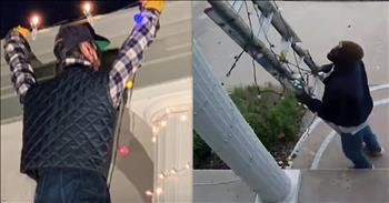 If you are looking for an incredible Christmas light display, nothing compares to this setup in Texas. It was so over the top, that it fooled one unsuspecting man into thinking the display was real. 

Chris Heerlein and his wife, Hannah, went all out to try and win their neighborhood’s annual Christmas display contest. They decided to recreate a scene from the holiday movie ‘National Lampoon's Christmas Vacation.’ In the movie, Clark Griswold, played by Chevy Chase, is attempting to hang lights on his roof when he trips and is left clinging to the gutter. 

The Heerleins set up an elaborate recreation, complete with a mannequin appearing to dangle from their house. The entire display was so good that it actually prompted one passerby to dial 911. 

When Alfred Norwood, Jr. came across the scene, he ran towards the house to save the ‘man.’ Security cameras on the property captured Norwood rushing to grab the ladder and shouting to the dangling dummy. 

Once the police arrived, they were able to sort out the whole misunderstanding but the family was still touched by Norwood’s immediate reaction to help. They even ended up giving him a gift card for his kindness. 

Since the incident, the Heerleins have placed a sign in their yard notifying passerbys of the display.  After all of this, I sure hope that this family won the neighborhood contest. They definitely put a lot of time and effort into pulling off these details. What did you think of this elaborate display? 